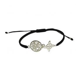 Pulsera Tetragrámaton plata nudo bruja hilo negro